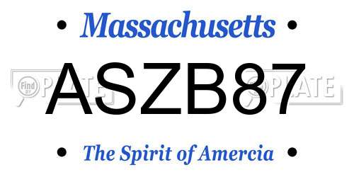 ASZB87 Massachusetts License Plate