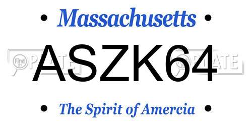 ASZK64 Massachusetts License Plate