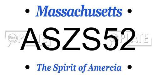 ASZS52 Massachusetts License Plate