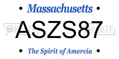 ASZS87 Massachusetts License Plate