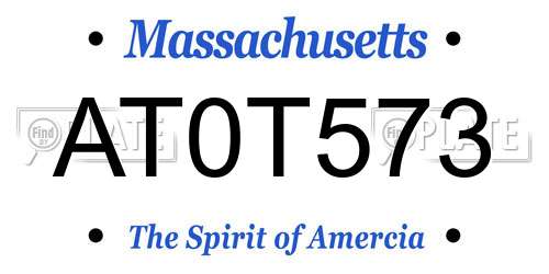 AT0T573 Massachusetts License Plate