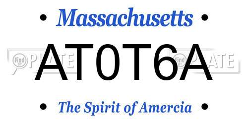 AT0T6A Massachusetts License Plate