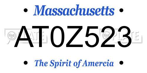 AT0Z523 Massachusetts License Plate