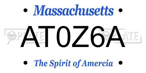 AT0Z6A Massachusetts License Plate