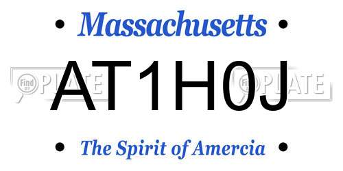 AT1H0J Massachusetts License Plate