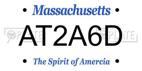 AT2A6D Massachusetts License Plate