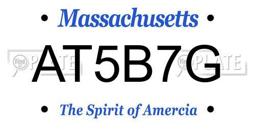 AT5B7G Massachusetts License Plate