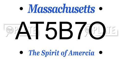 AT5B7O Massachusetts License Plate