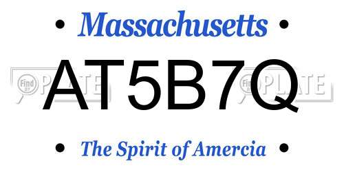 AT5B7Q Massachusetts License Plate