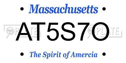 AT5S7O Massachusetts License Plate