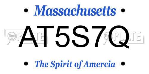 AT5S7Q Massachusetts License Plate