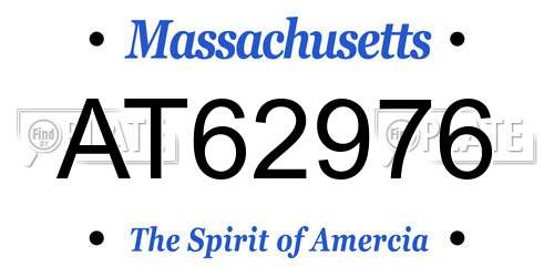 AT62976 Massachusetts License Plate