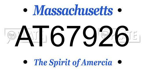 AT67926 Massachusetts License Plate