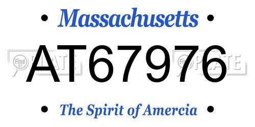 AT67976 Massachusetts License Plate