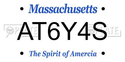 AT6Y4S Massachusetts License Plate