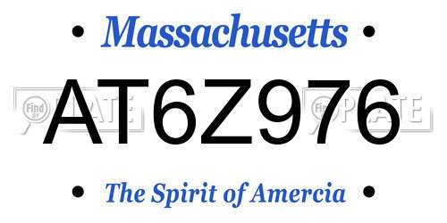 AT6Z976 Massachusetts License Plate