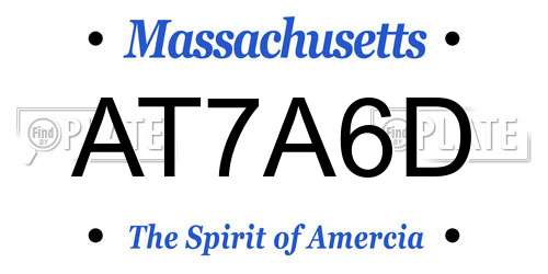 AT7A6D Massachusetts License Plate