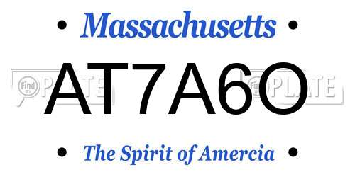 AT7A6O Massachusetts License Plate