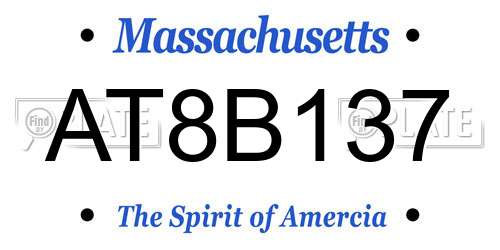 AT8B137 Massachusetts License Plate