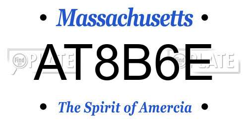AT8B6E Massachusetts License Plate