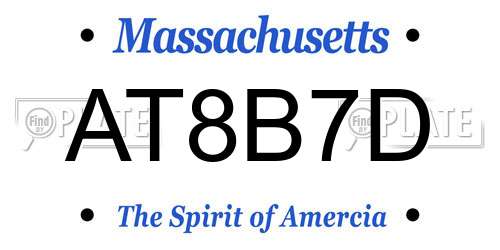 AT8B7D Massachusetts License Plate