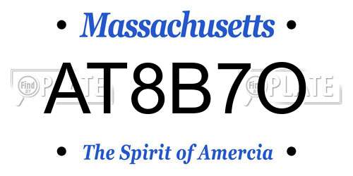 AT8B7O Massachusetts License Plate
