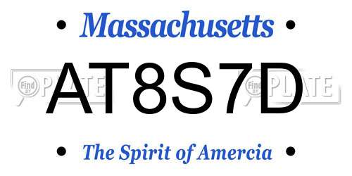 AT8S7D Massachusetts License Plate