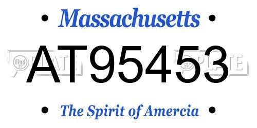 AT95453 Massachusetts License Plate