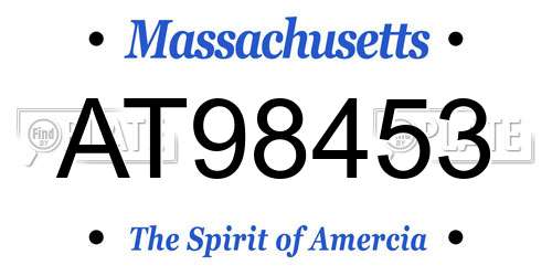 AT98453 Massachusetts License Plate