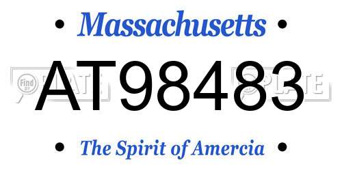 AT98483 Massachusetts License Plate