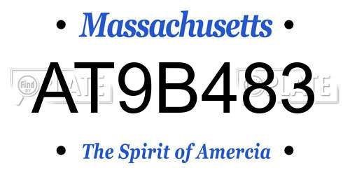 AT9B483 Massachusetts License Plate
