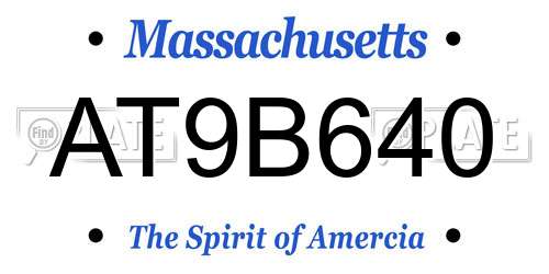 AT9B640 Massachusetts License Plate