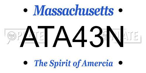 ATA43N Massachusetts License Plate