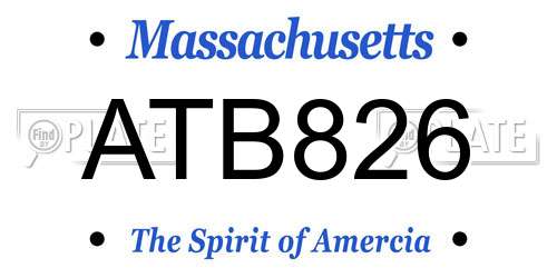ATB826 Massachusetts License Plate