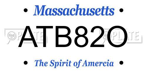 ATB82O Massachusetts License Plate