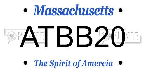 ATBB20 Massachusetts License Plate