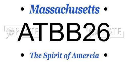 ATBB26 Massachusetts License Plate