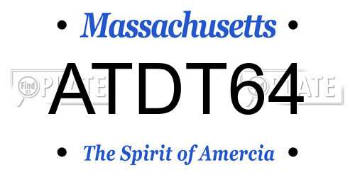 ATDT64 Massachusetts License Plate