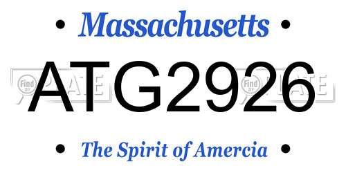 ATG2926 Massachusetts License Plate