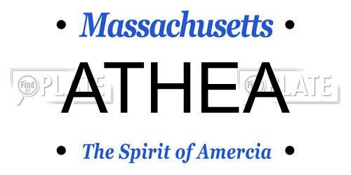ATHEA Massachusetts License Plate