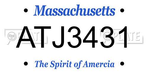 ATJ3431 Massachusetts License Plate