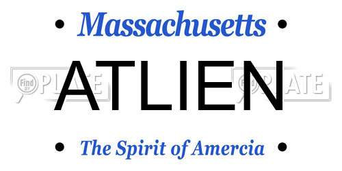 ATLIEN Massachusetts License Plate