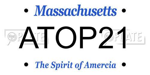 ATOP21 Massachusetts License Plate