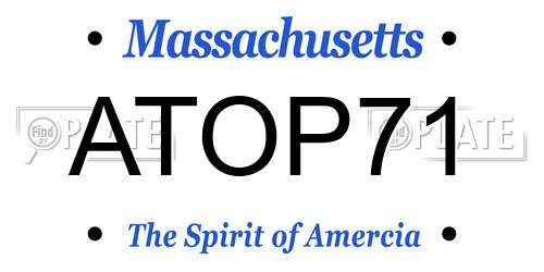 ATOP71 Massachusetts License Plate