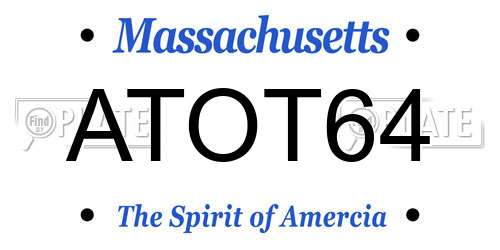 ATOT64 Massachusetts License Plate