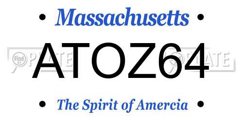 ATOZ64 Massachusetts License Plate