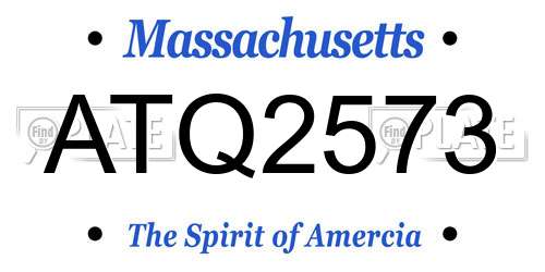 ATQ2573 Massachusetts License Plate