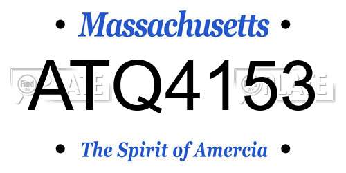 ATQ4153 Massachusetts License Plate