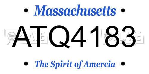 ATQ4183 Massachusetts License Plate