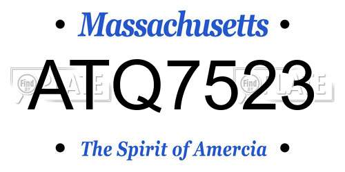 ATQ7523 Massachusetts License Plate